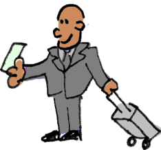 Petey3 dressed as a merchant with a case
